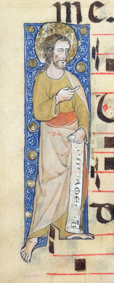 En apostel holder et hylster, Judica me deus, c.1320 af French School